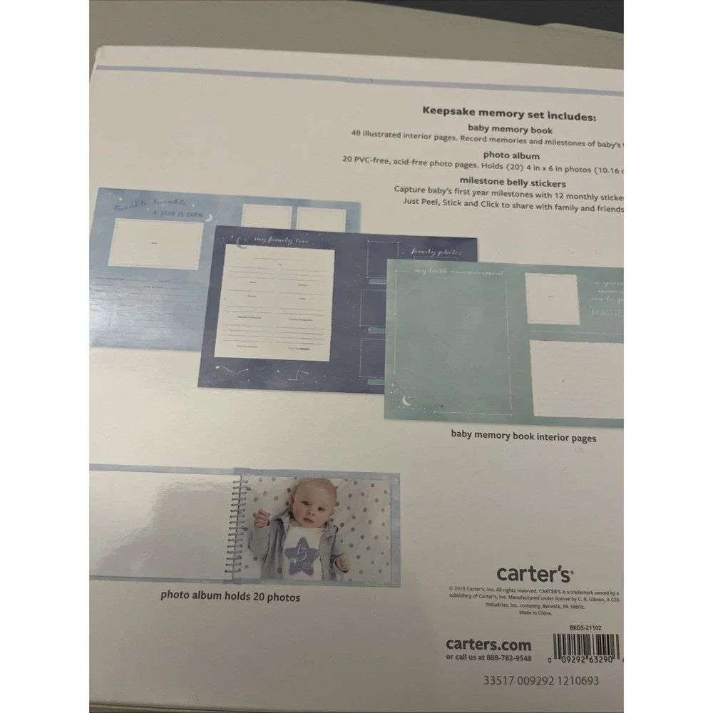 Carter's Blue All The Stars Gender Neutral Baby Memory Book for Newborn Keepsake